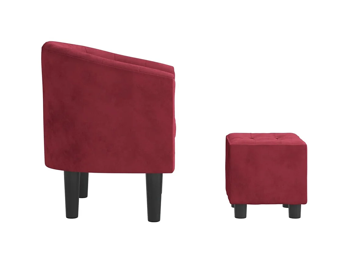 Fauteuil cabriolet avec repose-pied rouge bordeaux velours SEF66374