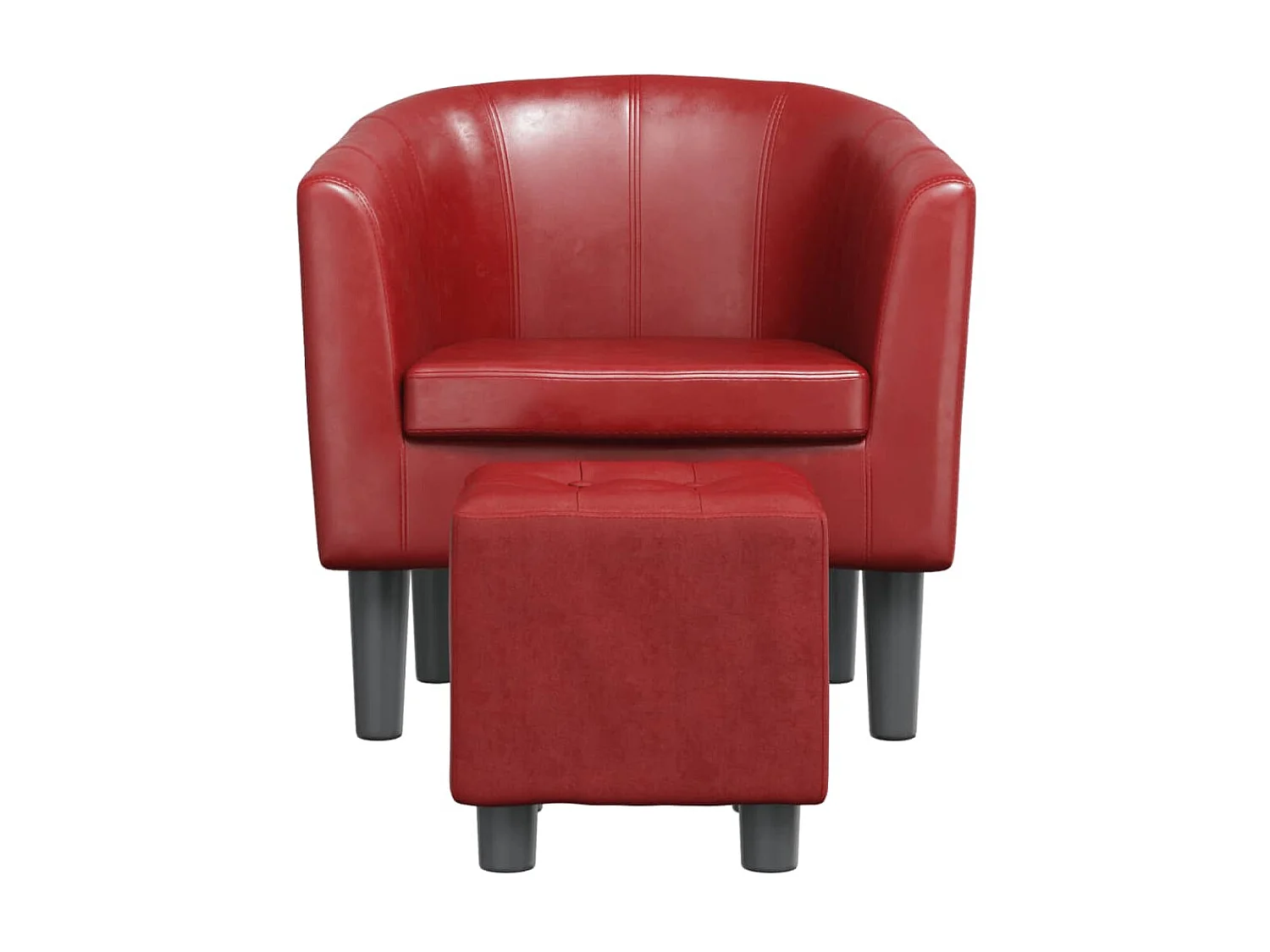 Fauteuil cabriolet avec repose-pied rouge bordeaux similicuir SEF24915