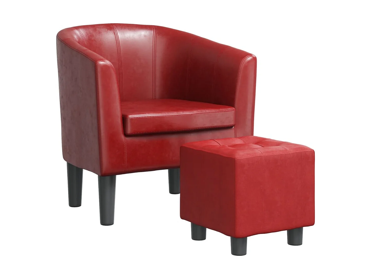 Fauteuil cabriolet avec repose-pied rouge bordeaux similicuir SEF24915