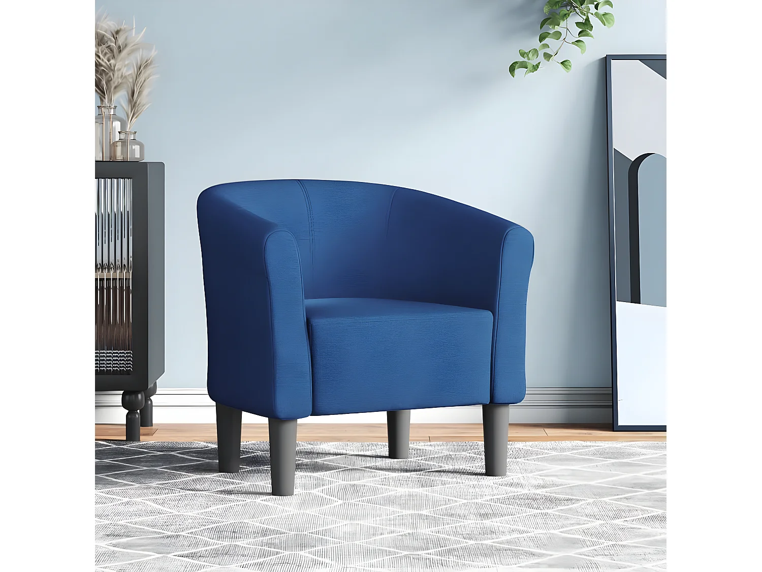 Fauteuil cabriolet moderne bleu tissu SEF30194