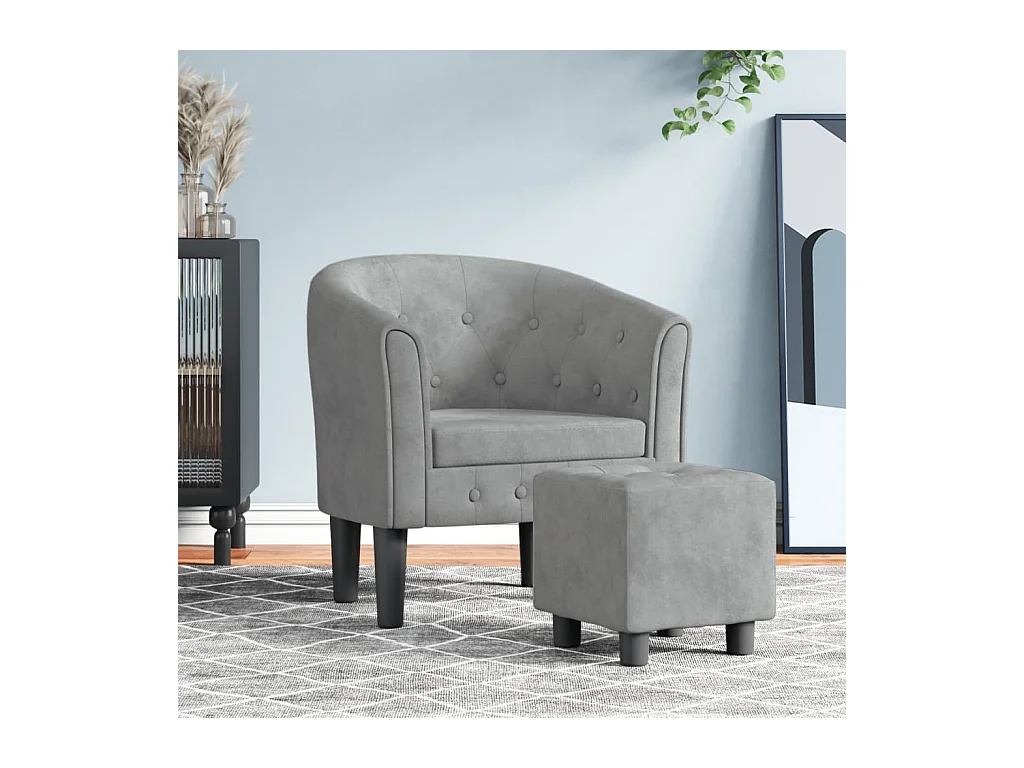 Fauteuil cabriolet avec repose-pied gris clair velours SEF88915