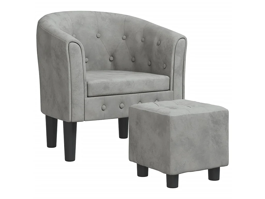Fauteuil cabriolet avec repose-pied gris clair velours SEF88915