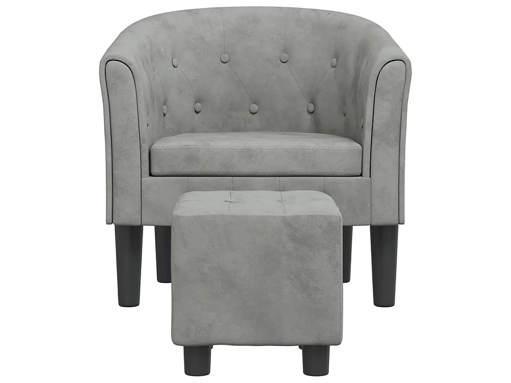 Fauteuil cabriolet avec repose-pied gris clair velours SEF88915