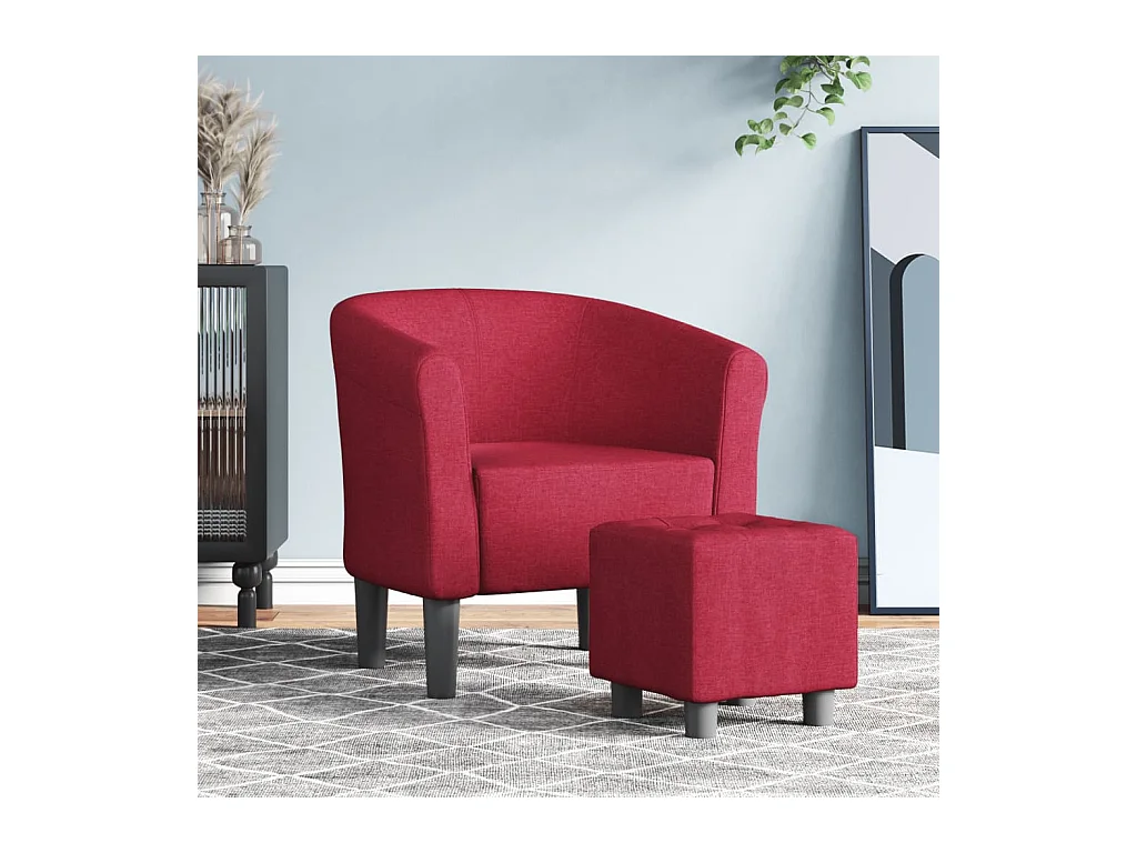 Fauteuil cabriolet avec repose-pied rouge bordeaux tissu SEF34337