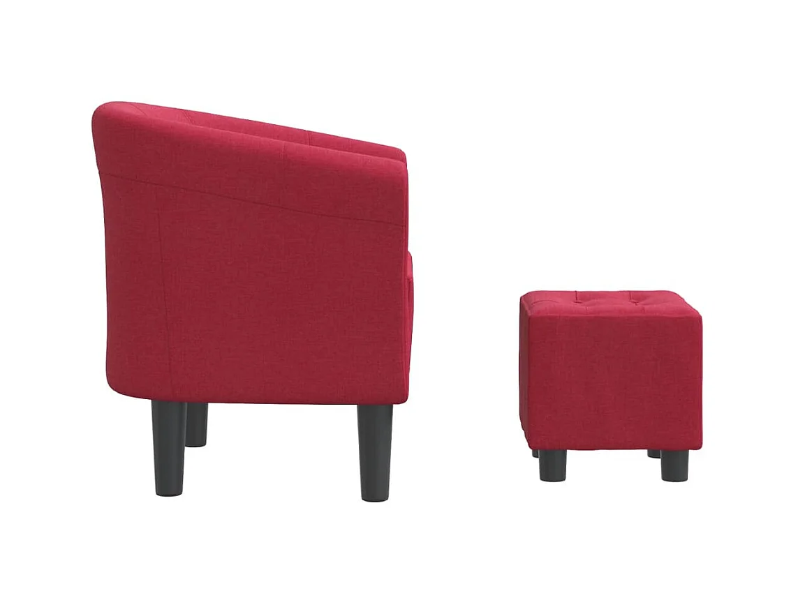 Fauteuil cabriolet avec repose-pied rouge bordeaux tissu SEF34337