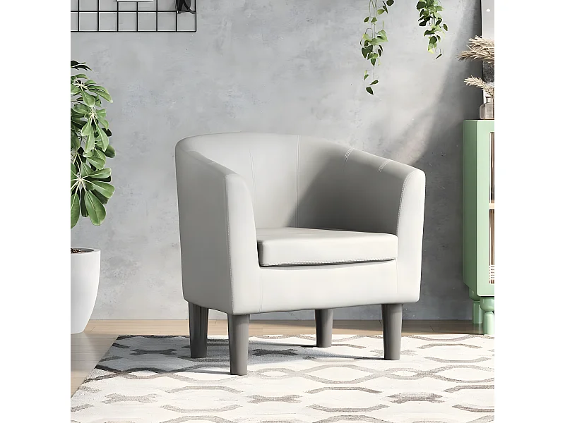 Fauteuil cabriolet moderne blanc similicuir SEF36027