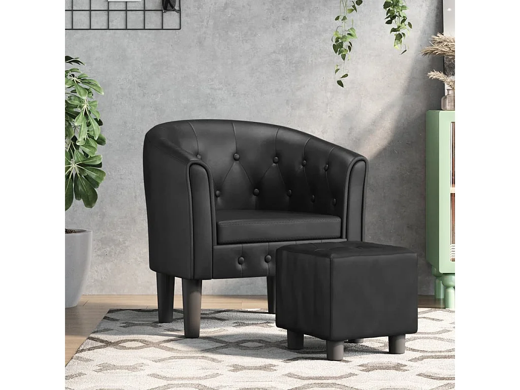 Fauteuil cabriolet avec repose-pied noir similicuir SEF72154