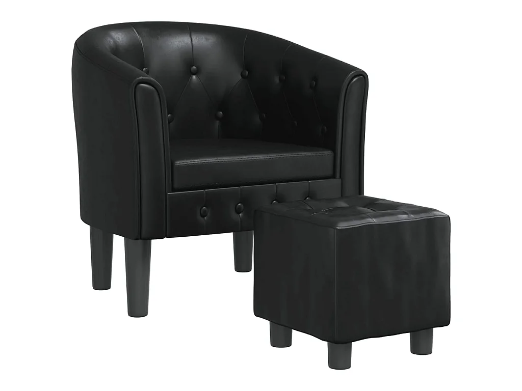 Fauteuil cabriolet avec repose-pied noir similicuir SEF72154