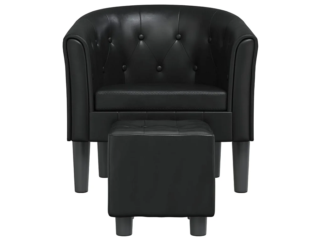 Fauteuil cabriolet avec repose-pied noir similicuir SEF72154