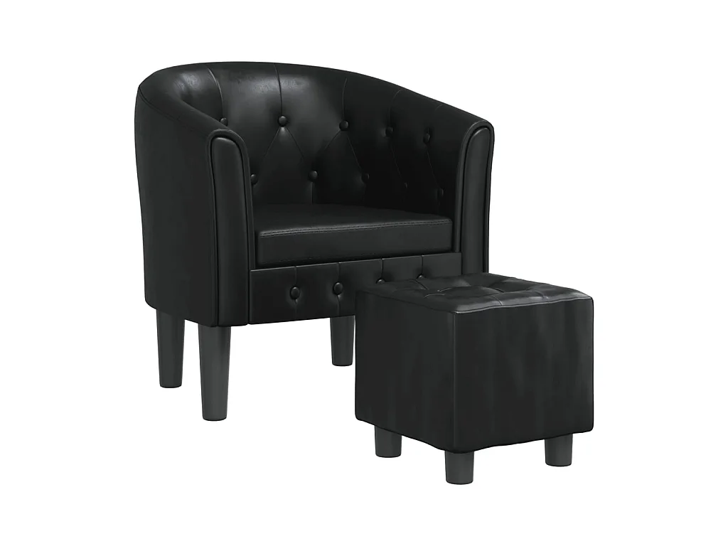 Fauteuil cabriolet avec repose-pied noir similicuir SEF72154