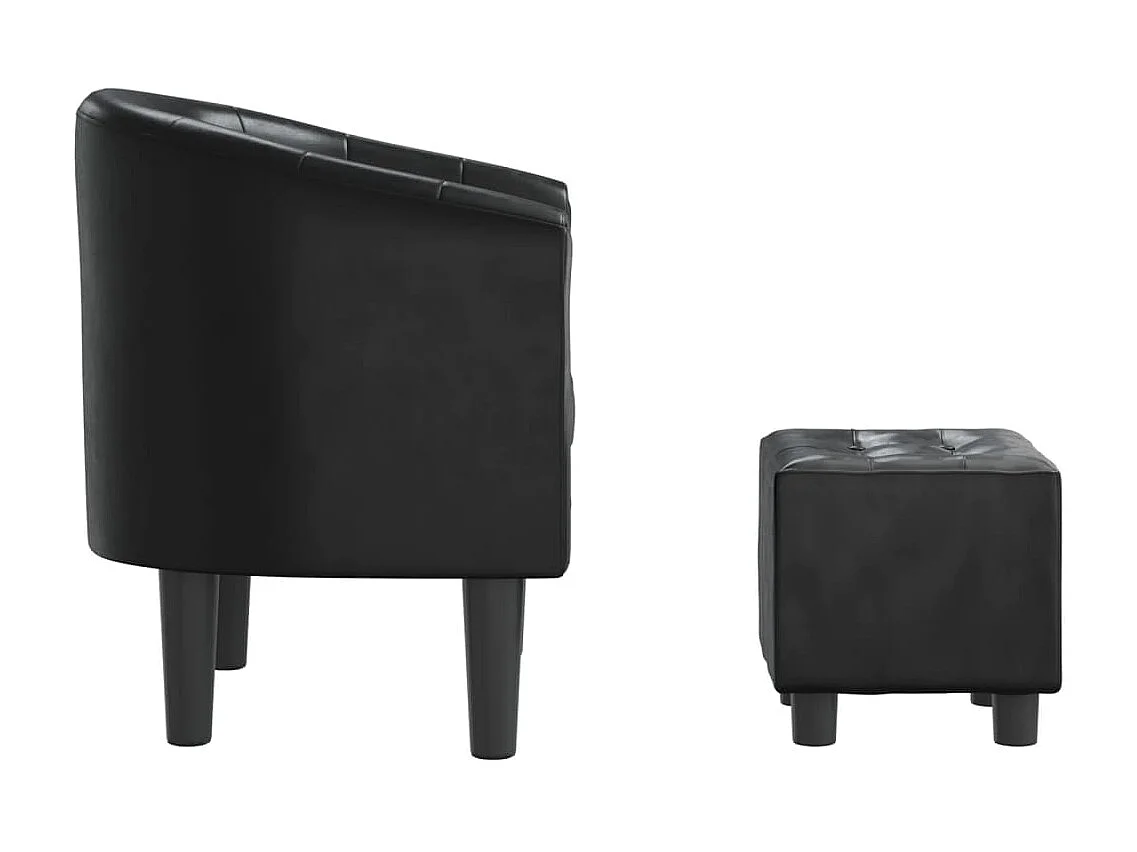 Kuipstoel met voetenbankje kunstleer zwart NL710498