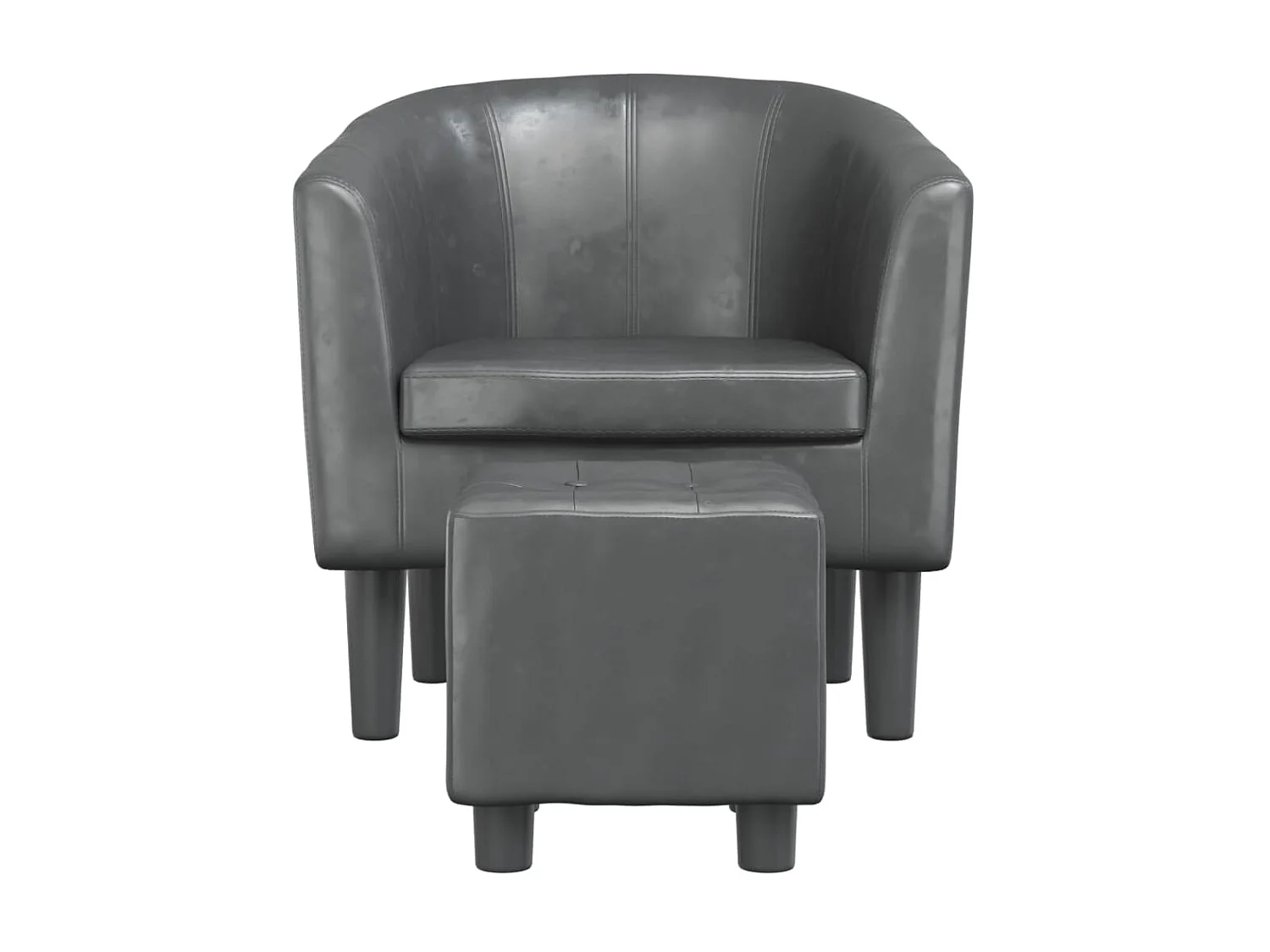 Sillón con taburete cuero sintético gris ES93541