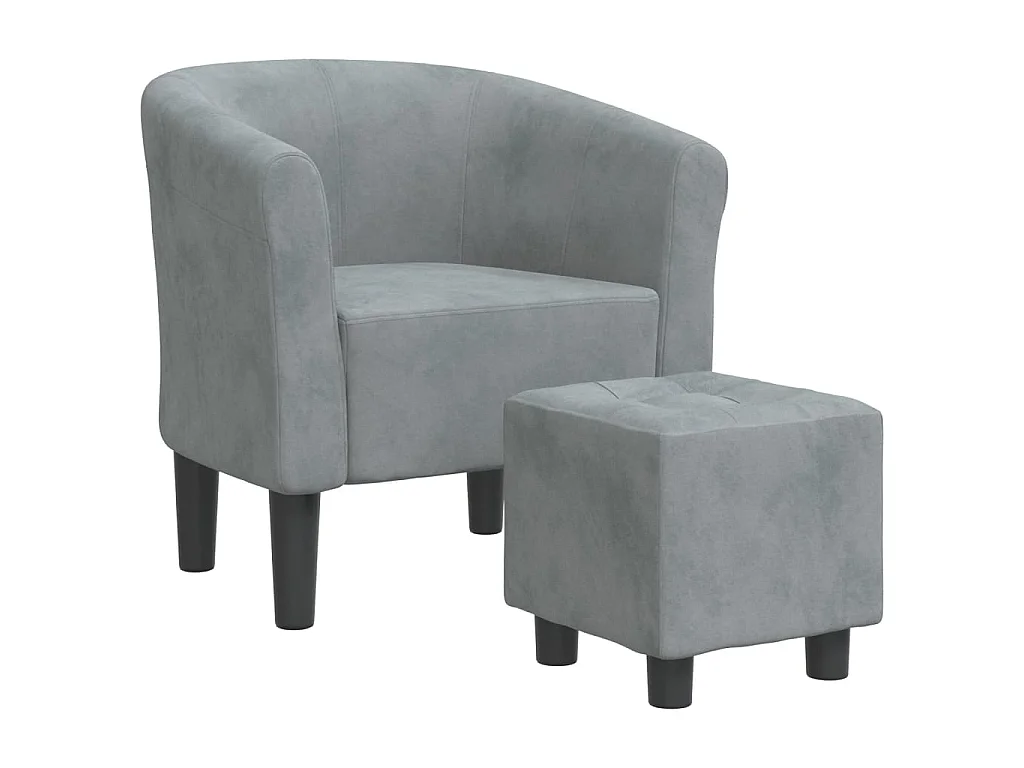 Fauteuil cabriolet avec repose-pied gris foncé velours SEF18707