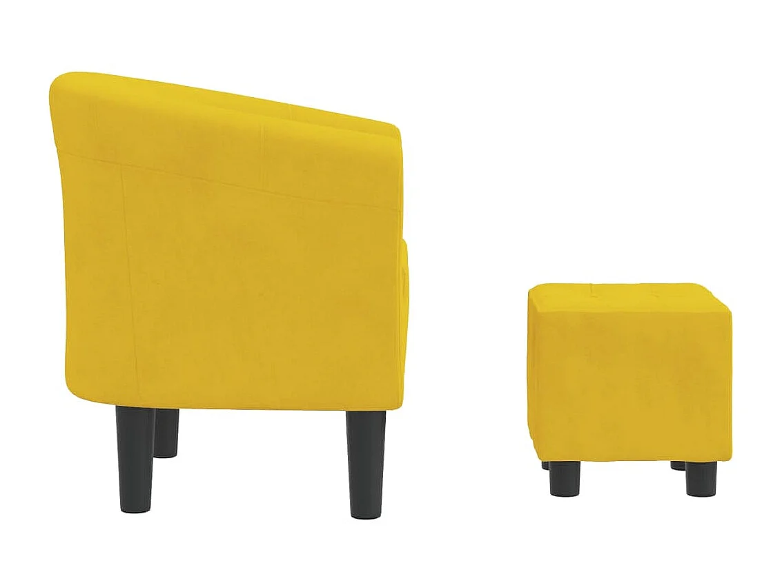 Poltrona com apoio de pés veludo amarelo PT913219