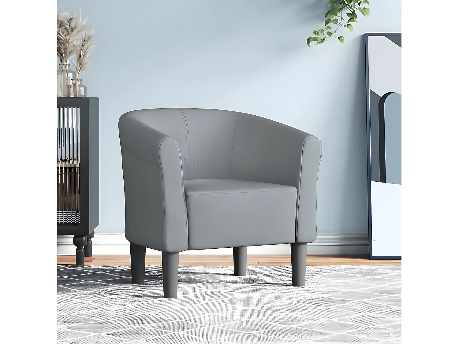 Fauteuil cabriolet moderne gris clair tissu SEF71467