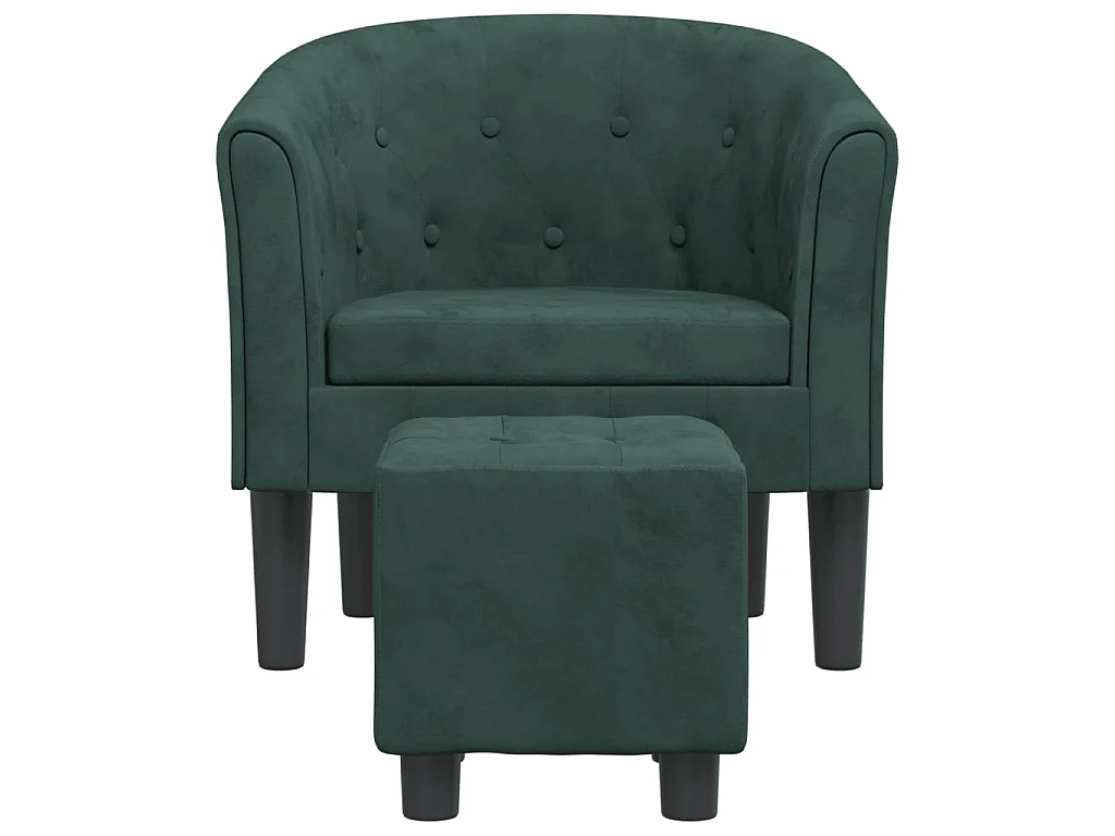Fauteuil cabriolet avec repose-pied vert foncé velours SEF47502