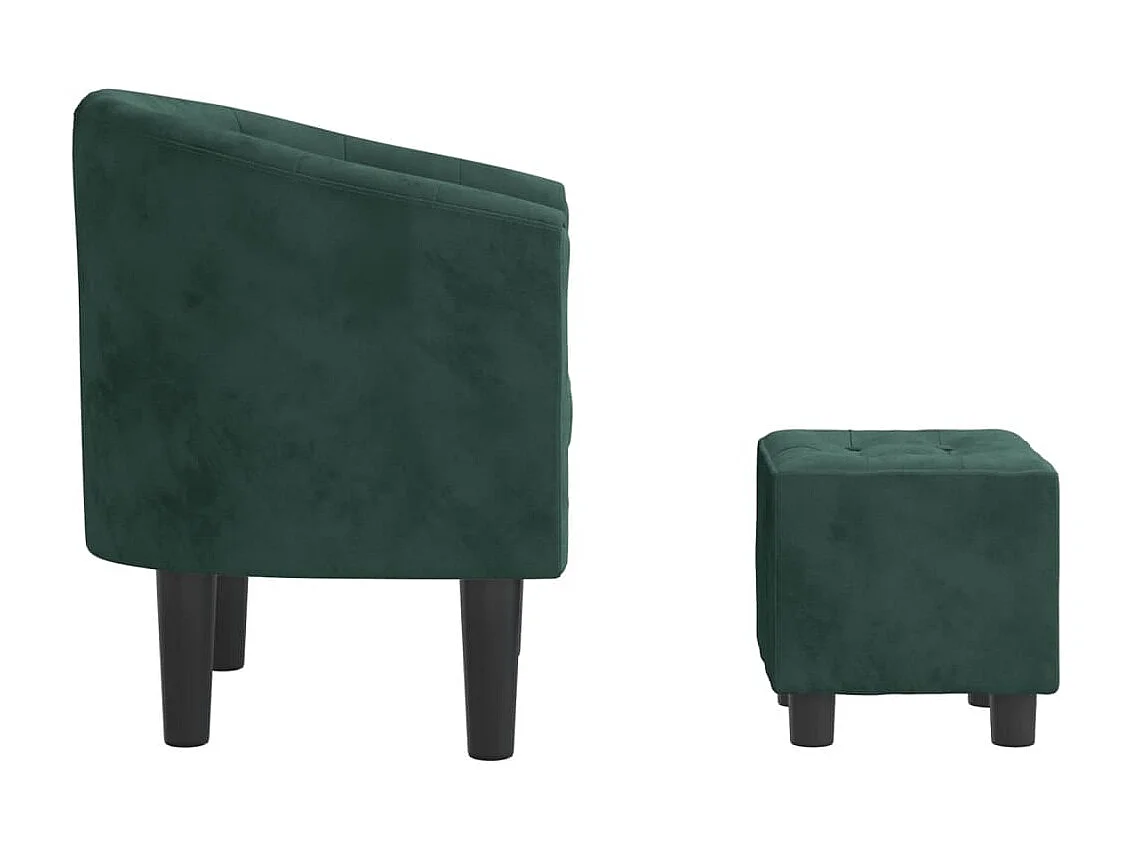 Fauteuil cabriolet avec repose-pied vert foncé velours SEF47502