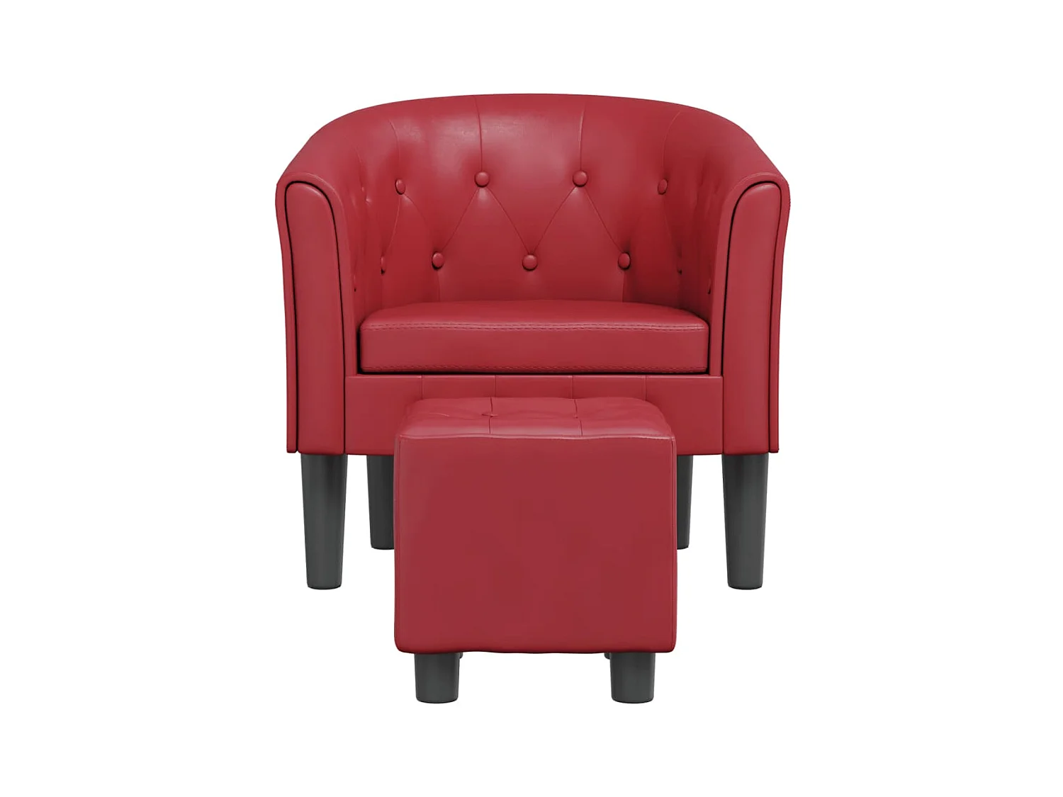 Fauteuil cabriolet avec repose-pied rouge bordeaux similicuir SEF27255
