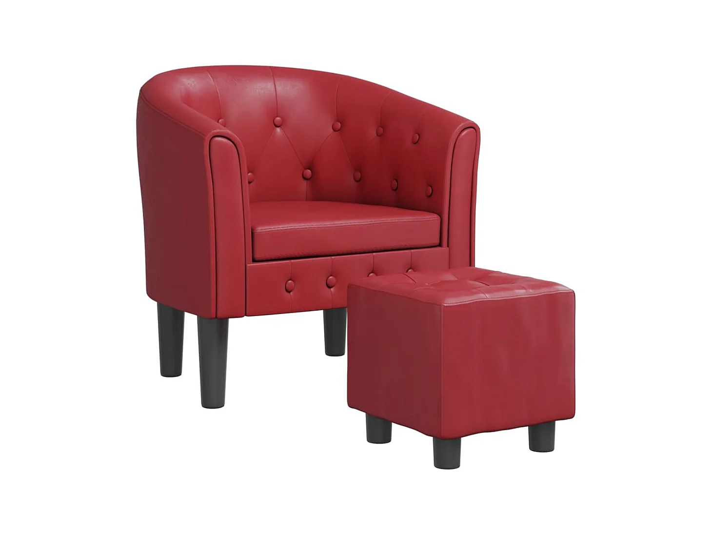Fauteuil cabriolet avec repose-pied rouge bordeaux similicuir SEF27255