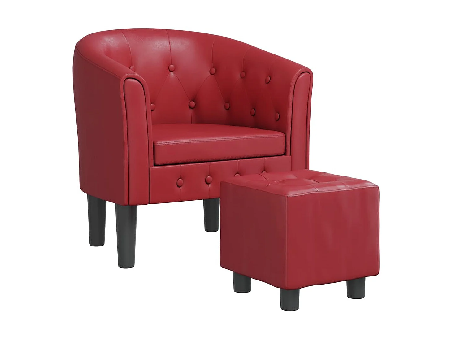 Fauteuil cabriolet avec repose-pied rouge bordeaux similicuir SEF27255