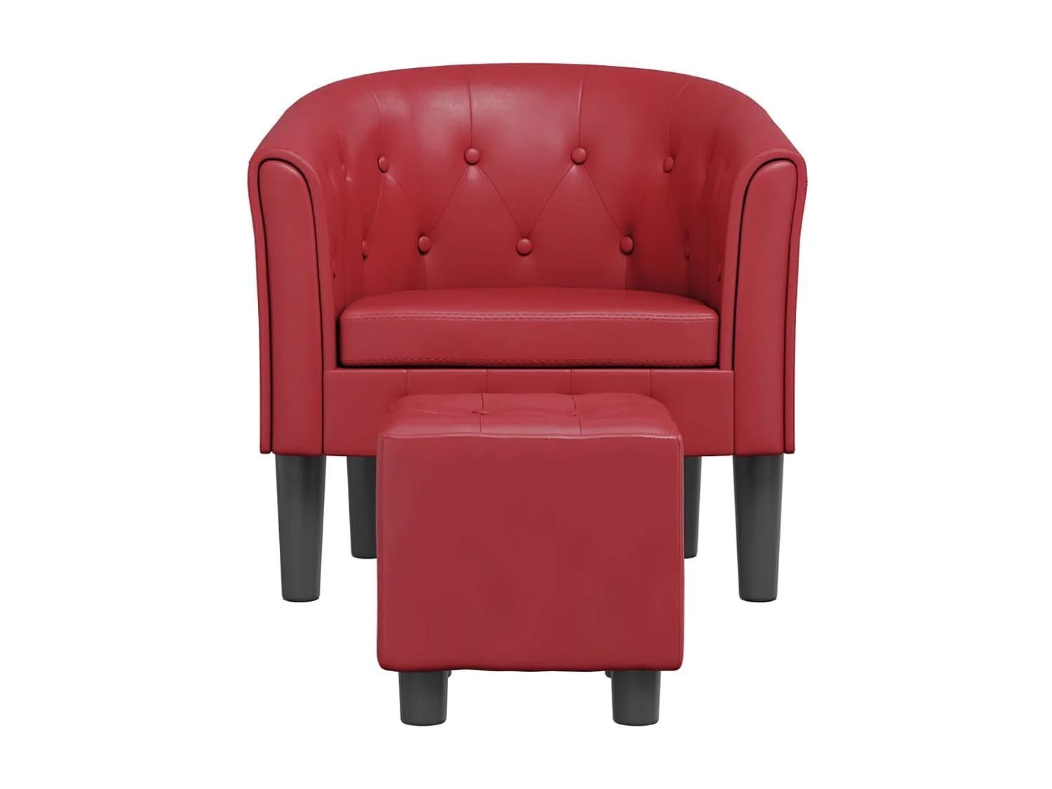 Fauteuil cabriolet avec repose-pied rouge bordeaux similicuir SEF27255
