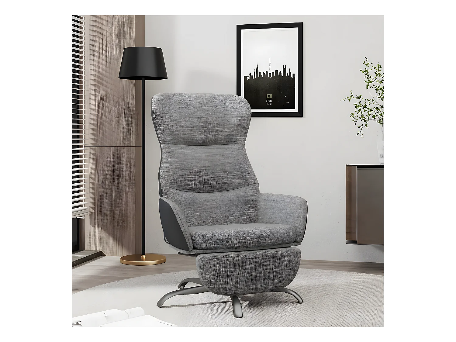 Fauteuil pivotant avec repose-pied Gris clair Tissu FVBB24572