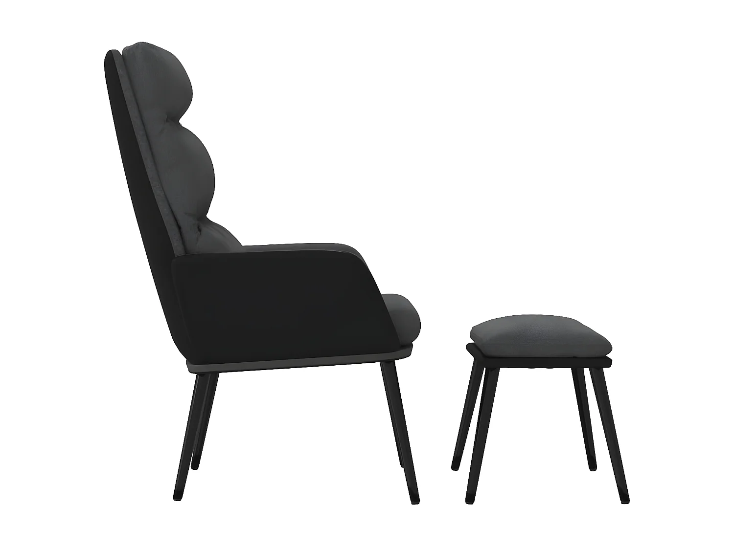 Fauteuil pivotant avec tabouret Gris foncé Tissu similicuir OIU7824