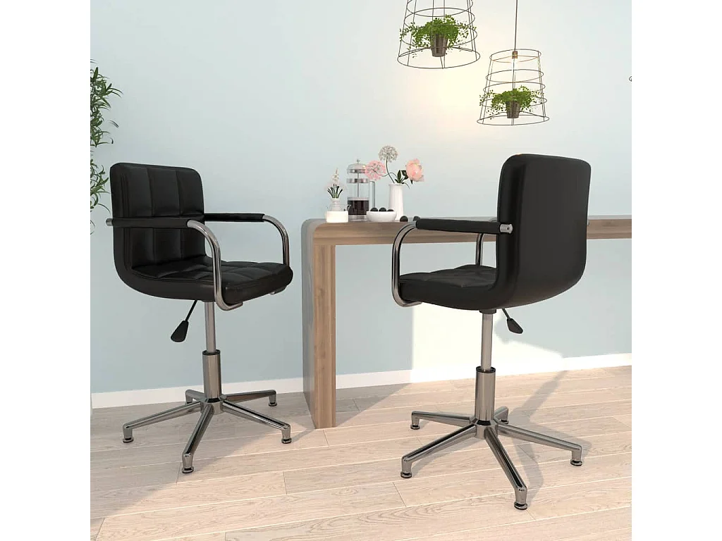Cadeiras de jantar giratórias 2 pcs couro artificial preto PT742345
