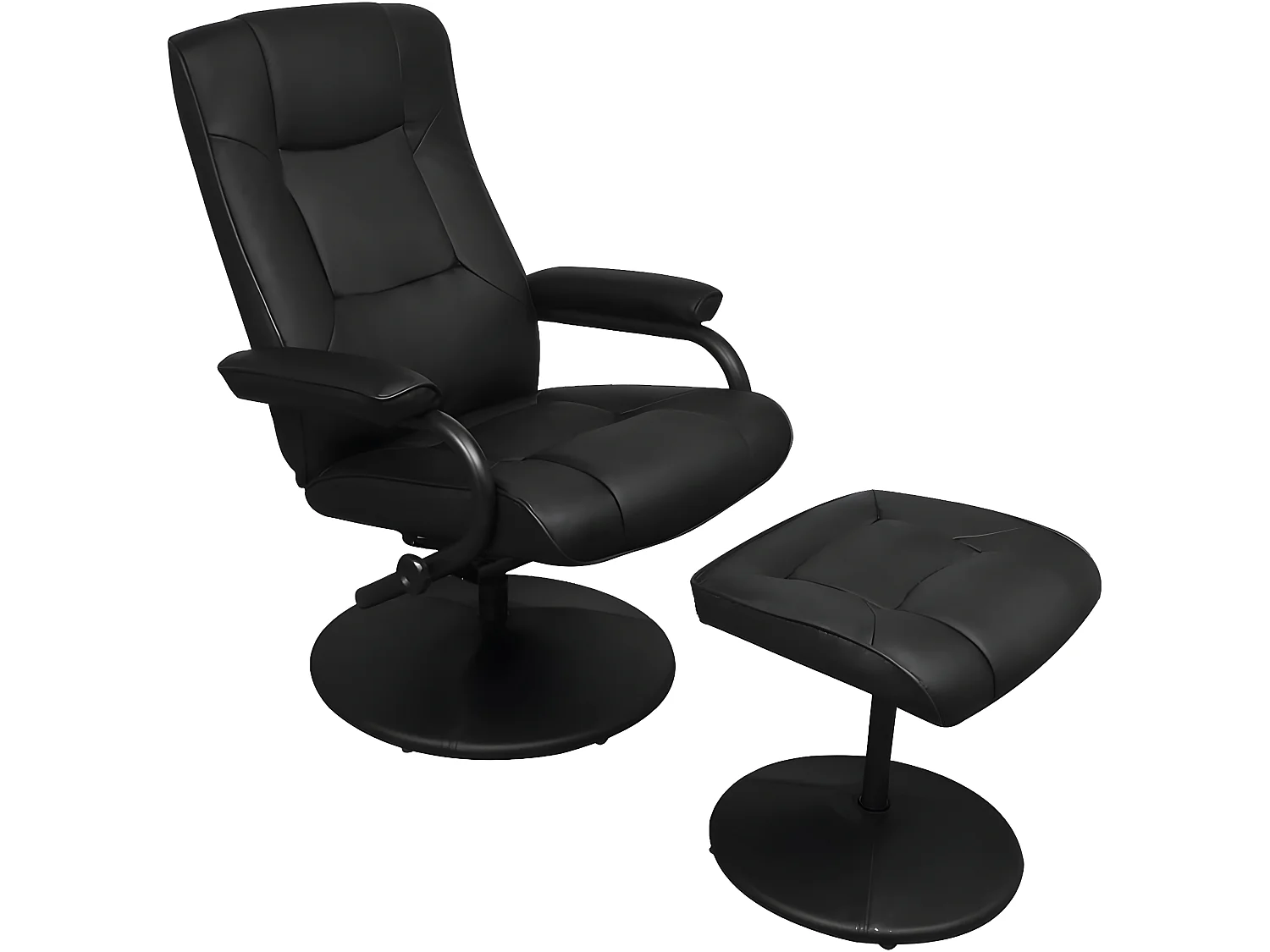 Fauteuil TV avec repose-pied confort Noir Similicuir SEF88996
