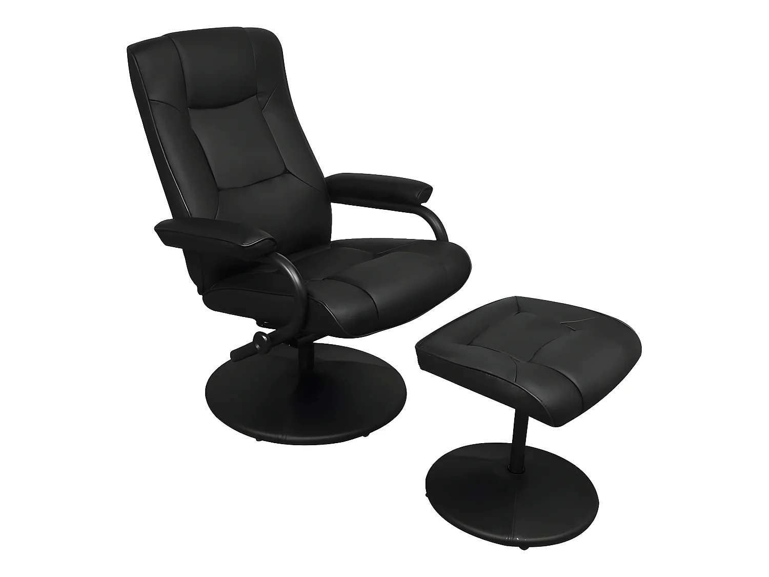 Fauteuil TV avec repose-pied confort Noir Similicuir SEF88996