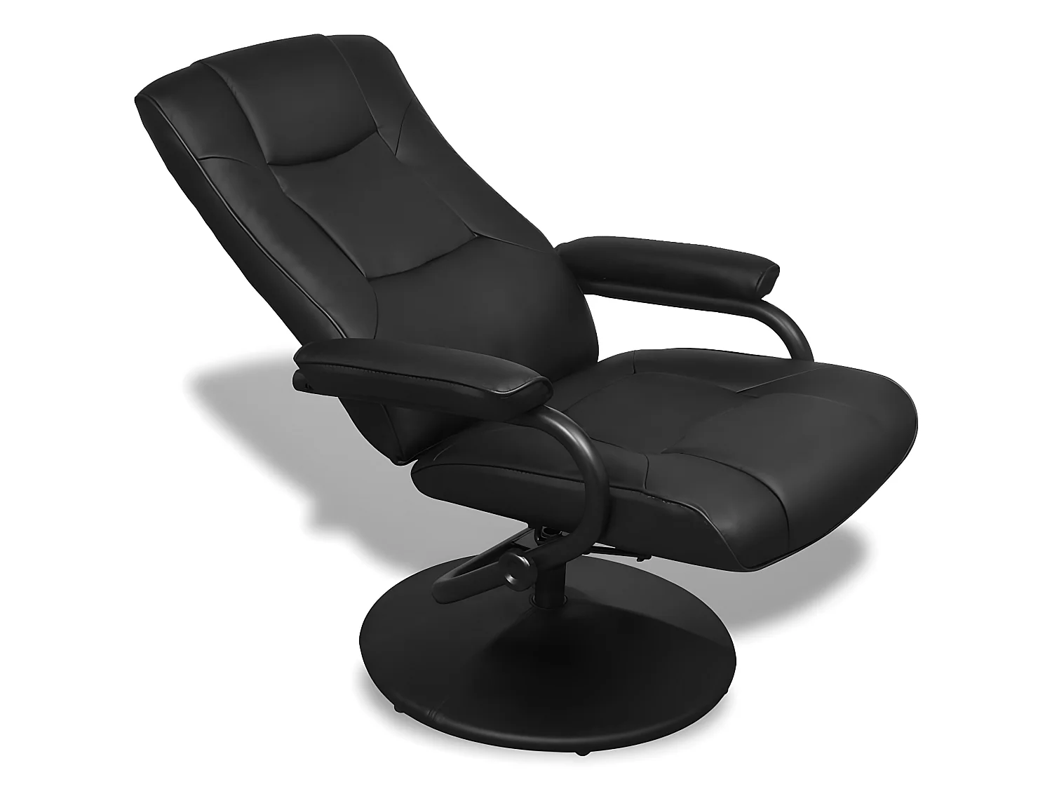 Sillón de TV con reposapiés cuero sintético sintético negro ES69679