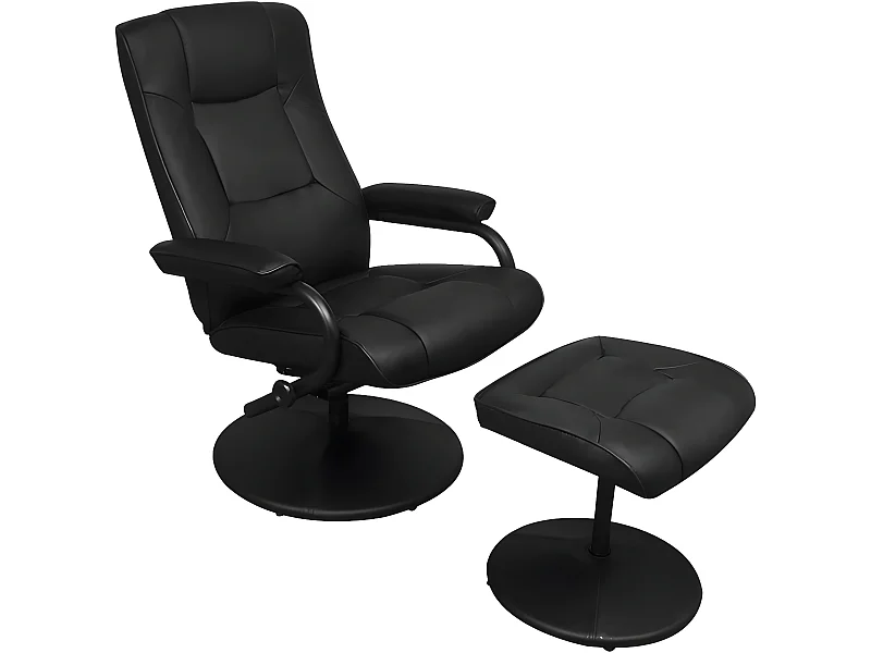 Fauteuil TV avec repose-pied confort Noir Similicuir SEF88996