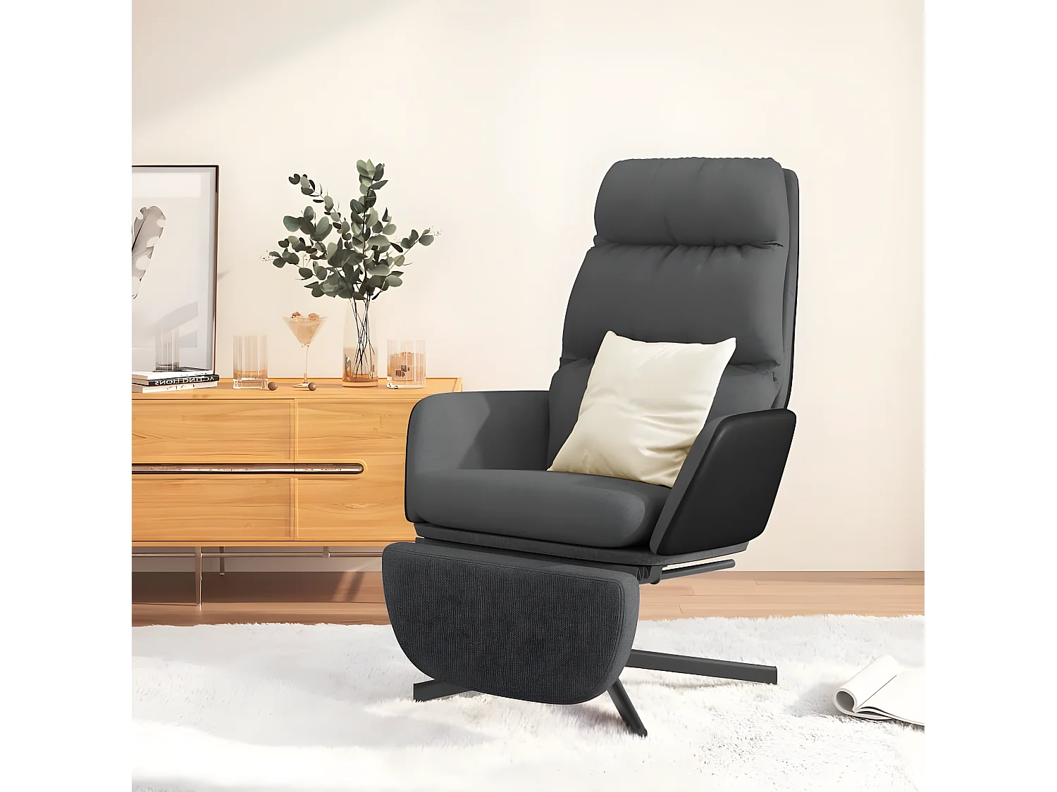 Fauteuil pivotant avec repose-pied Gris foncé Tissu OIU2989