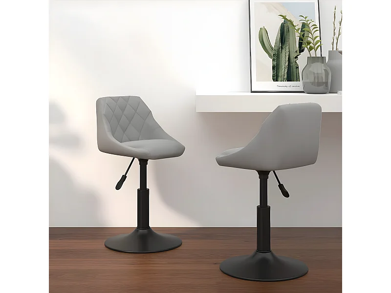 lot de 2 Fauteuils pivotants de salle à manger Gris clair Velours OIU4191