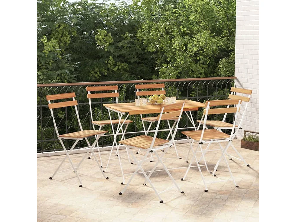 Chaises de bistrot pliantes 6 pcs Bois d'acacia solide et acier SEF48367