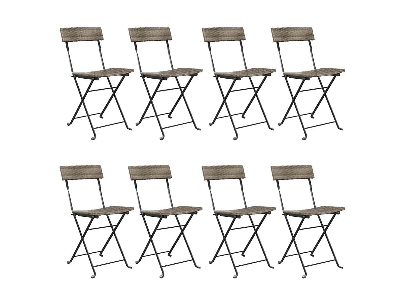 Chaises de bistrot pliantes 8 pcs Gris Résine tressée et acier SEF76011