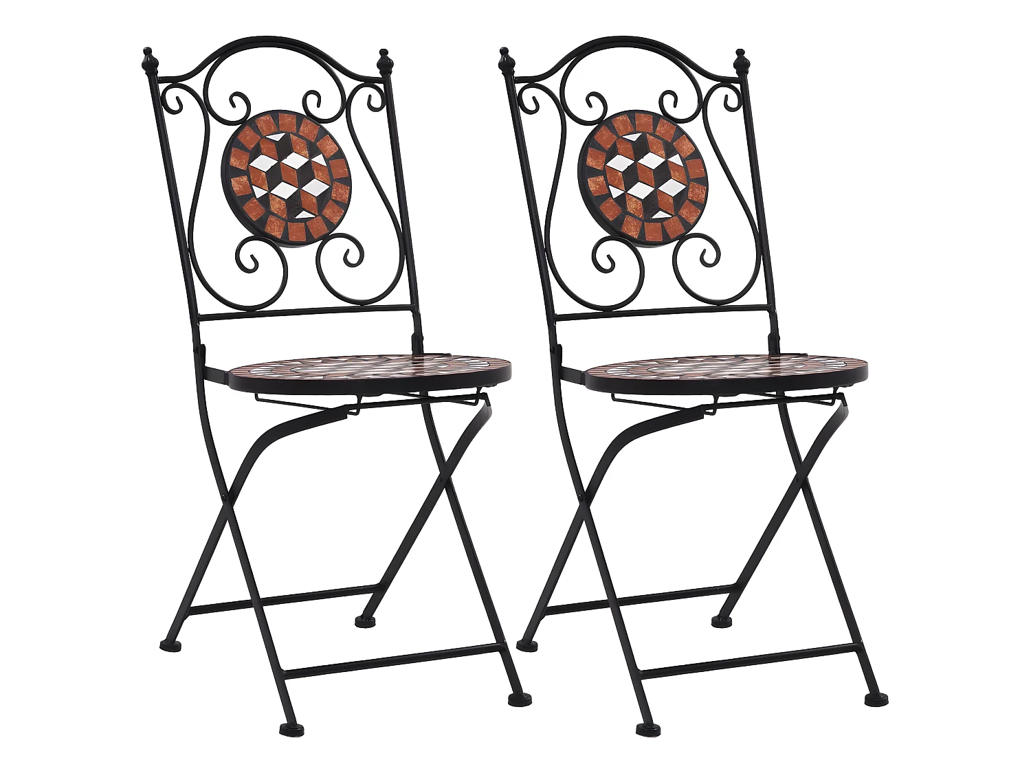 Chaises de bistrot mosaïque 2 pcs Marron Céramique SEF15290