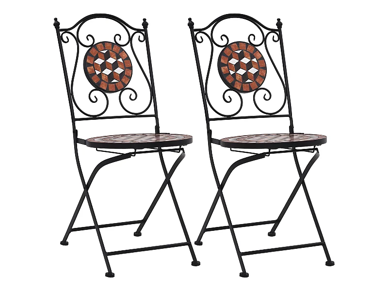 Chaises de bistrot mosaïque 2 pcs Marron Céramique SEF15290