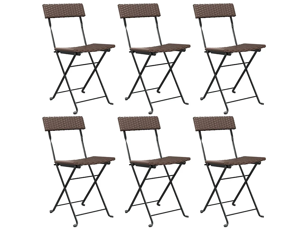 Chaises de bistrot pliantes 6pcs Marron Résine tressée et acier SEF36001