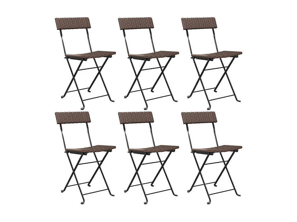 Chaises de bistrot pliantes 6pcs Marron Résine tressée et acier SEF36001