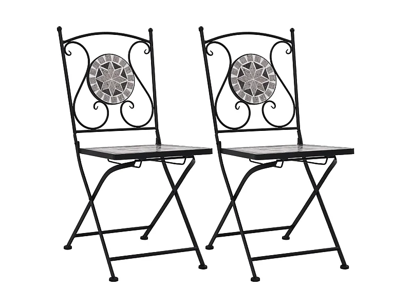 Chaises de bistrot mosaïque 2 pcs Gris SEF85314