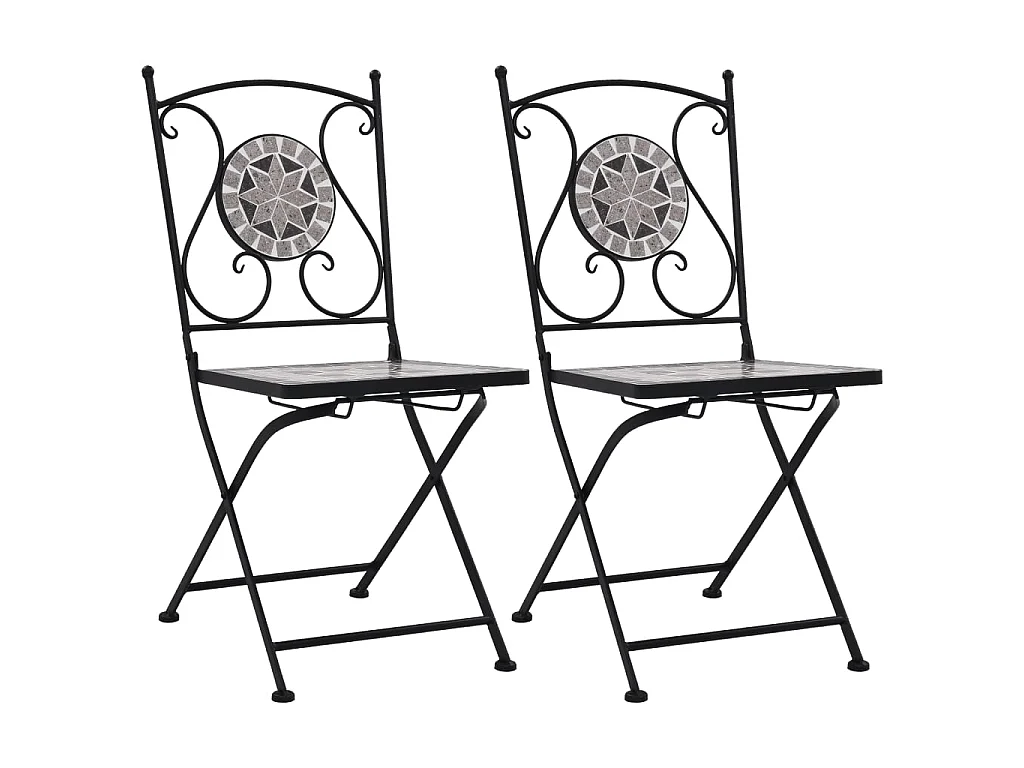 Bistrostoelen mozaïek 2 st grijs NL829240
