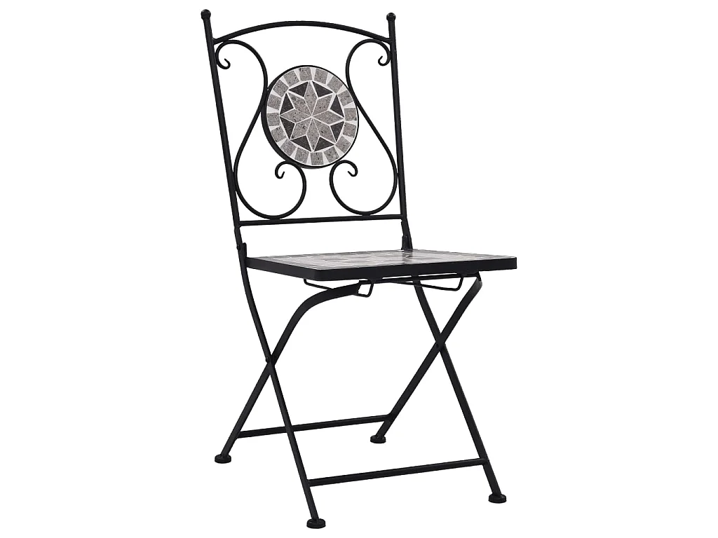 Bistrostoelen mozaïek 2 st grijs NL829240