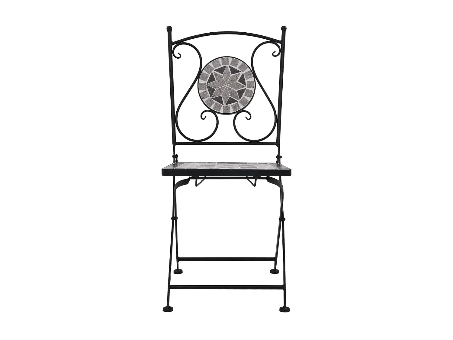 Bistrostoelen mozaïek 2 st grijs NL829240