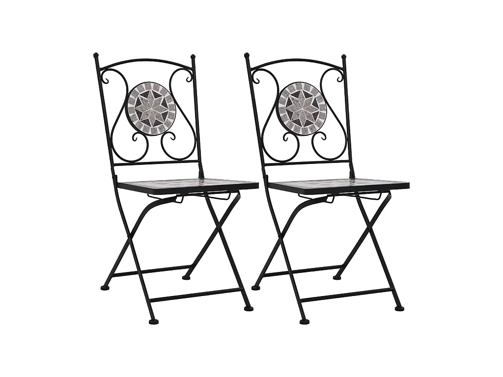 Chaises de bistrot mosaïque 2 pcs Gris SEF85314