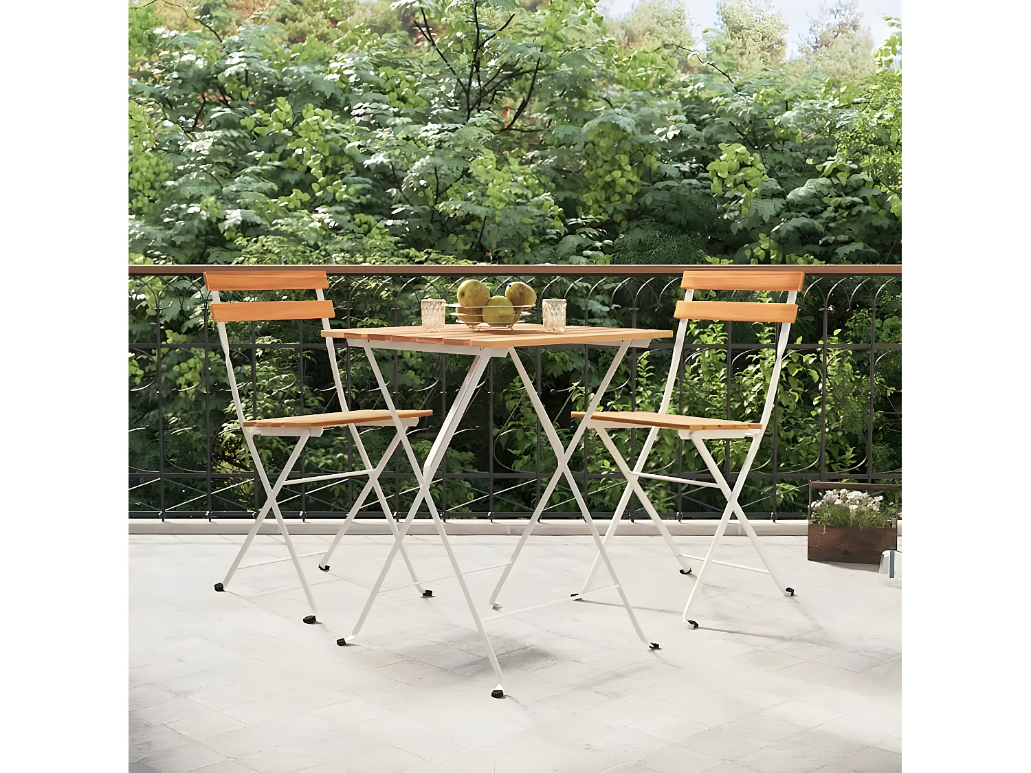 Chaises de bistrot pliantes 2 pcs Bois d'acacia solide et acier SEF56406