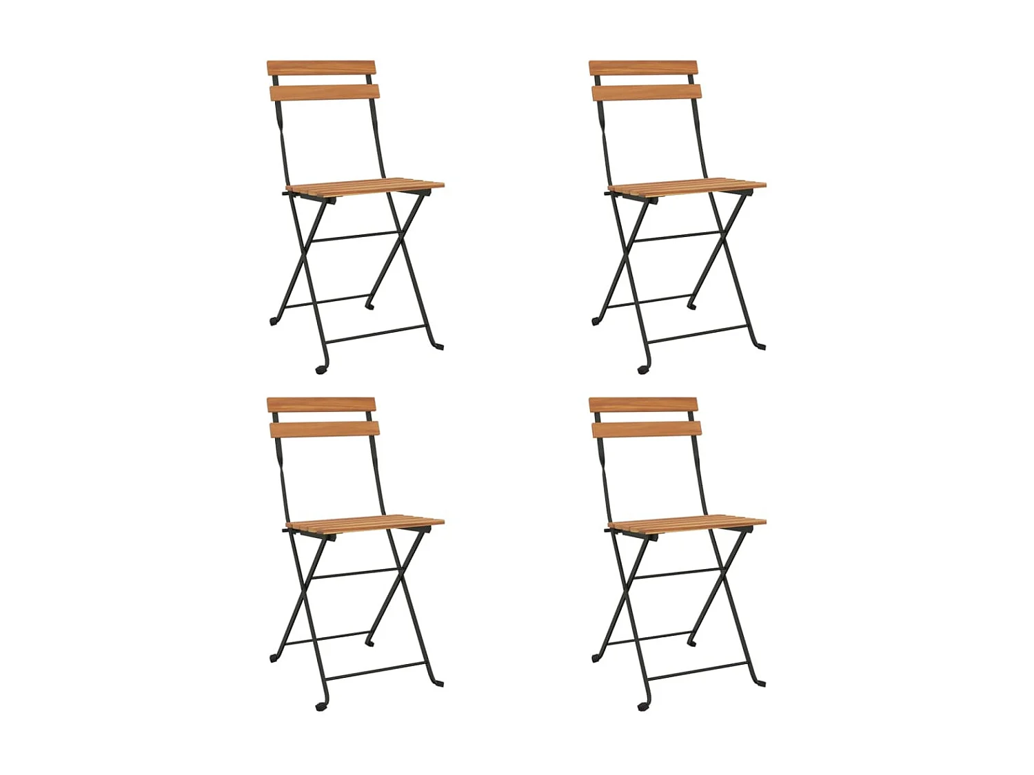 Chaises de bistrot pliantes 4 pcs Bois de teck solide et acier SEF23345