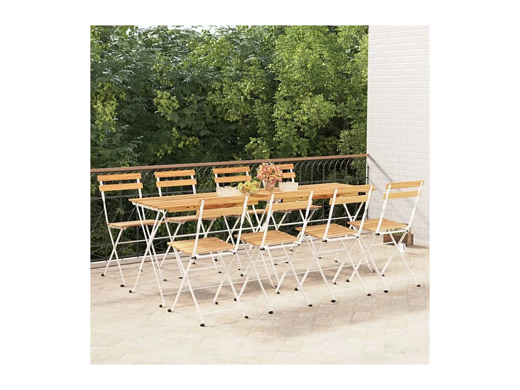 Chaises de bistrot pliantes 8 pcs Bois d'acacia solide et acier SEF18834