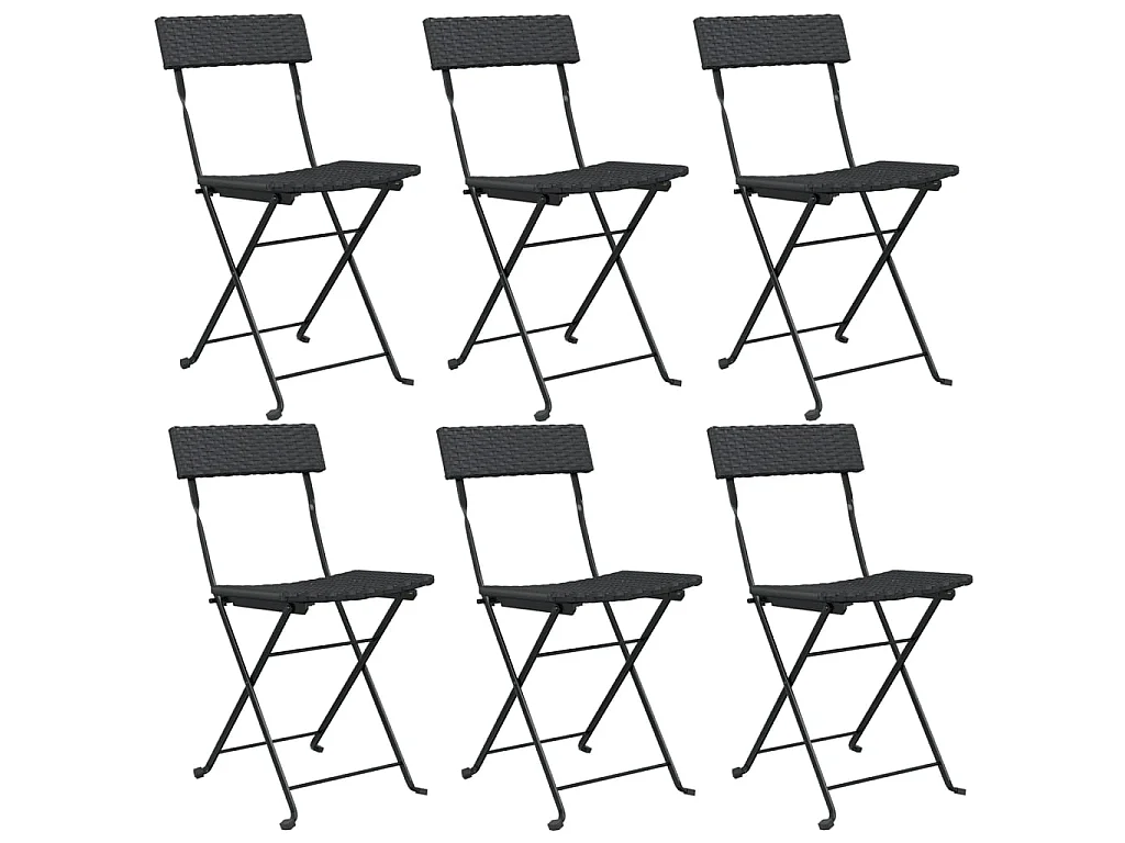 Cadeiras de bistrô dobráveis 6 pcs vime PE e aço preto PT395309