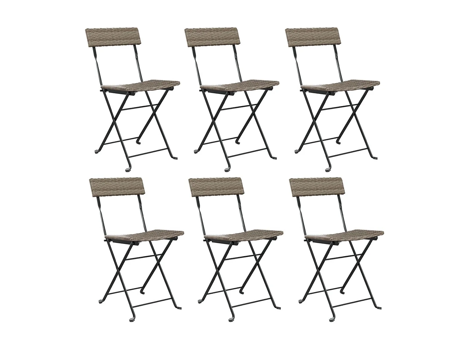 Cadeiras de bistrô dobráveis 6 pcs vime PE e aço cinzento PT604565